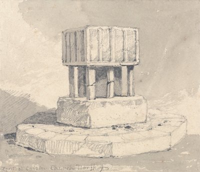 Pila bautismal en la iglesia de Caister, Norfolk de John Sell Cotman
